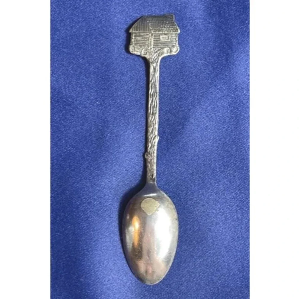 Vintage Towle Log Cabin Syrup Spoon Silverplate Souvenir 1900s 1920s Collectible